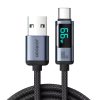 66W háhraða gagna- og hleðslusnúra með LED skjá - USB-A í USB-C tengi (1,2 metrar)
