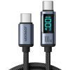 100W háhraða gagna- og hleðslusnúra með LED skjá. USB-C í USB-C tengi (1,2 metrar)